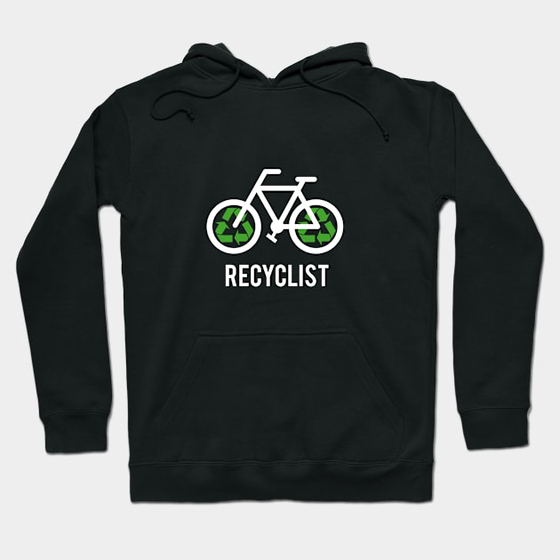 Recyclist, bicycle with recycling symbol, black t-shirt, black shirt for cyclists Hoodie by beakraus